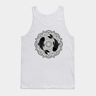 Pisces Mandala Zodiac in Black and White Tank Top